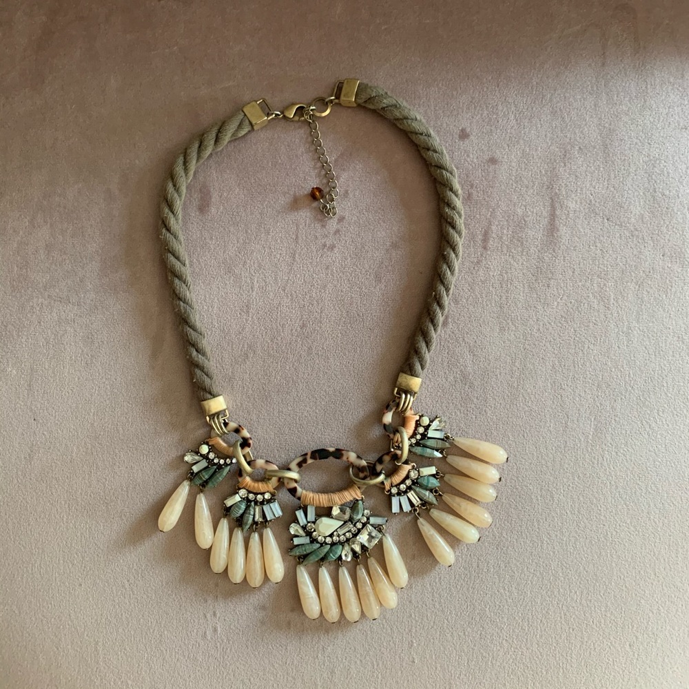 Anthropologie rope beaded claps necklace